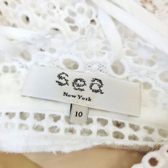 Sea New York Embroidered Eyelet Asymmetrical Lace Up Edie Dress in White Size 10 - Picture 10 of 12